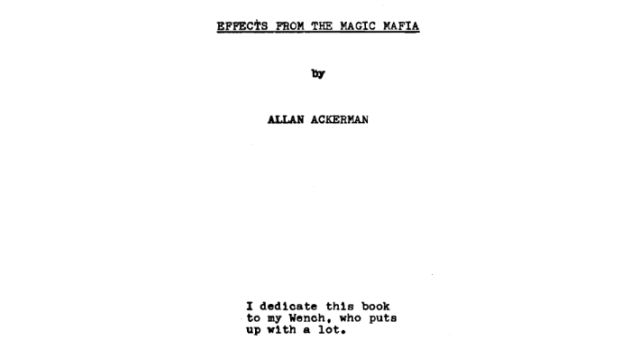 Effects From the Magic Mafia by Allan Ackerman -