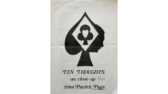 Ten Thoughts on Close-Up by Patrick Page -