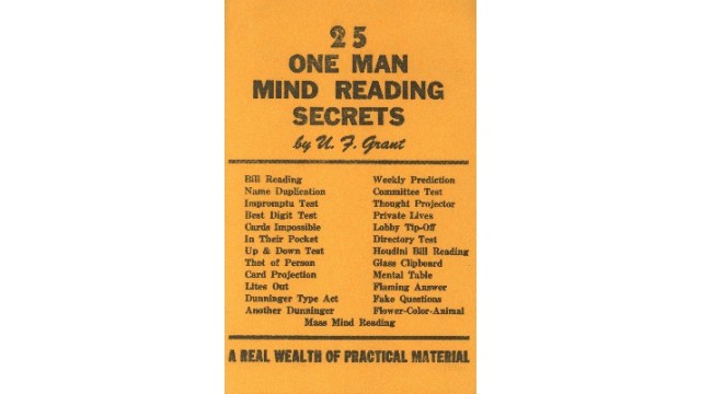 25 One Man Mind Reading Secrets by Ulysses Frederick Grant