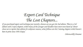 Expert Card Technique (The Lost Chapters) by Dai Vernon