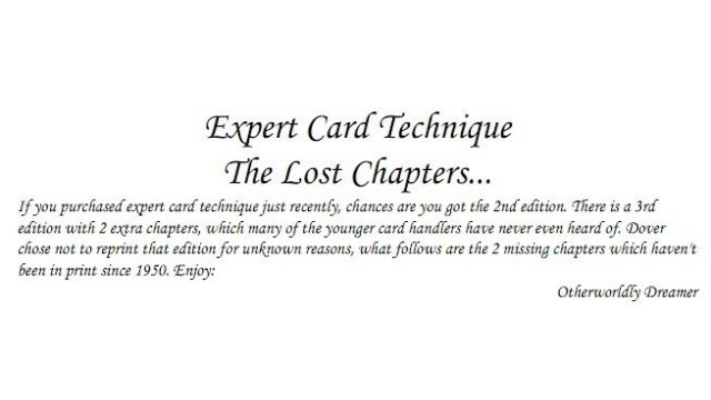 Expert Card Technique (The Lost Chapters) by Dai Vernon