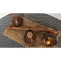 Cheppum Panthum Coconut Shell Cups And Wand by Gary Kosnitzky