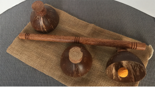 Cheppum Panthum Coconut Shell Cups And Wand by Gary Kosnitzky