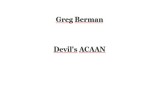 Devil's Acaan by Greg Berman