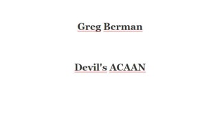 Devil's Acaan by Greg Berman