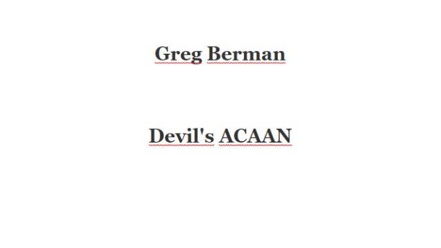 Devils Acaan by Greg Berman