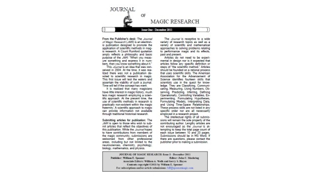 Journal Of Magic Research Magazine (1-8)