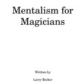 Mentalism For Magicians by Larry Becker Mentalism For Magicians by Larry Becker