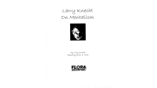 On Mentalism by Larry Knecht