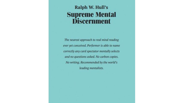 Supreme Mental Discernment by Ralph W. Hull