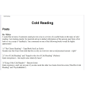 Cold Reading - Discussion and Review Cold Reading - Discussion and Review
