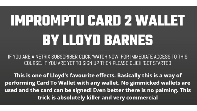 Impromptu Card 2 Wallet By Lloyd Barnes - Card Tricks