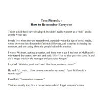 Tom Phoenix – How to Remember Everyone