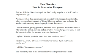 Tom Phoenix – How to Remember Everyone