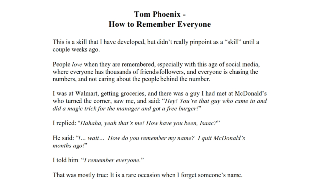 Tom Phoenix – How to Remember Everyone - 2024