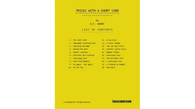 Tricks with a Short Card by UF Grant - Magic Ebooks