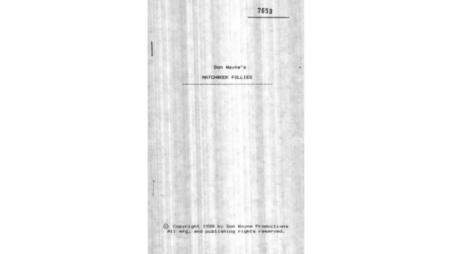 Don Wayne - Matchbook Follies - Magic Ebooks