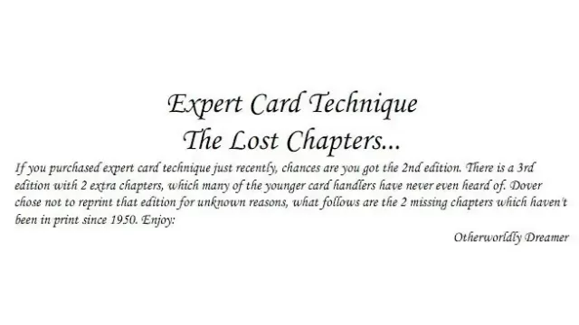 Expert Card Technique (The Lost Chapters) by Dai Vernon