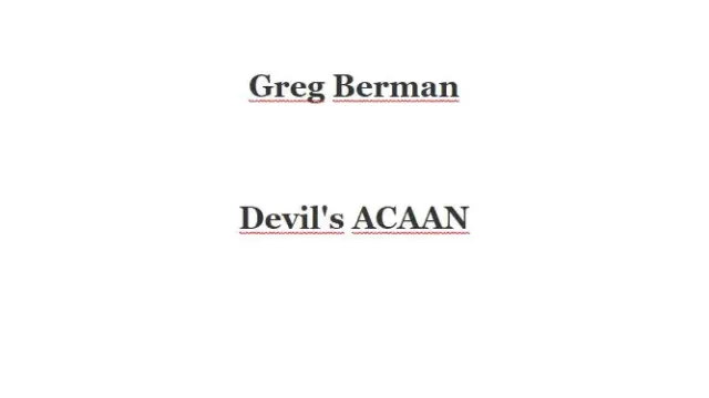 Devils Acaan by Greg Berman