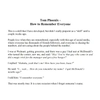 Tom Phoenix – How to Remember Everyone